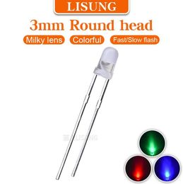 Light Beads 1000PcsBag 3mm Rgb Led 7 Colour 2 Legs Fast Slow Flashing With Ic Round Diffuse Milky Fullcolor Diode 2pins Through Ho9738670