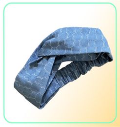 Plaid Denim Hair Band Blue Crossed Headbands Cloth Thin Headscarf Women Outdoor Letter Headdress Casual Headwraps8961806