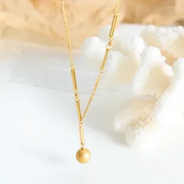 Pendant Necklaces Ins 18K Gold Plated Stainless Steel Frosted Ball Necklace For Women Waterproof Hypoallergenic Jewelry Gift