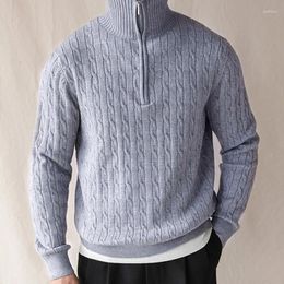 Men's Sweaters Winter Long Sleeve Zipper Knitted Sweater High Quality Large Lapel Pullover For Men Pull Homme Casual