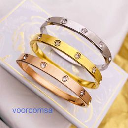 Luxury Bangle designer jewelry man bracelet High quality Car tires's Stainless steel ten Diamond Mens and womens 18K Gold Bracelet simple open With Original Box