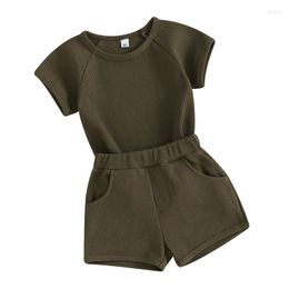 Clothing Sets WALLARENEAR Toddler Baby Boy Girl Summer Outfits Short Sleeve Pullover T-shirt Shorts Set Infant Solid Colour Clothes