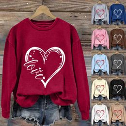 Women's T Shirts Casual Shirt Love Printed Round Neck Long Sleeve Top Petite Cute Sweaters
