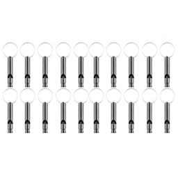 20 Pack Aluminum Whistle Sports Emergency Survival Whistles with Key ChainBlack1771919