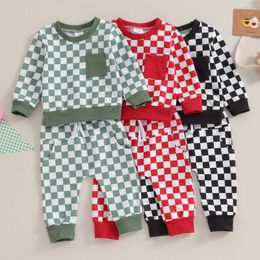 Clothing Sets Autumn Toddler Boys Pants Long Sleeve Plaids Print Sweatshirt And Drawstring Spring