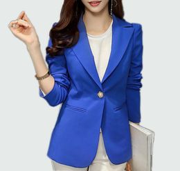 Ladies Blazer 2018 Long Sleeve Blaser Women Suit Jacket Office Lady Female Feminine Blazer Femme Royal Blue Black Blazer L1810139472896