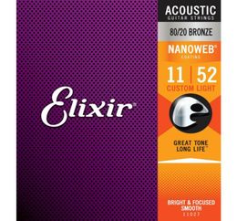 Elixir 11027 Nanoweb Custom Light 1152 8020 Acoustic Guitar Strings7607412