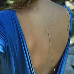 Pendant Necklaces Back Chain Sexy Long Necklace Crystal Backless Dress Accessories Body Jewelry For Women Beach Gift