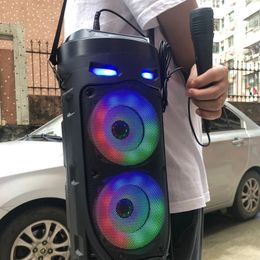 Multi-function Wireless Outdoor Subwoofer Party Performance Bluetooth Speaker Mobile KTV Colourful Lighting Effect U Disc Audio 240102