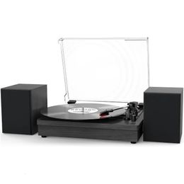 Record Player with Dual Stereo Speakers Vinyl Record Player with 3 Speed Support Wireless Connection RCA Output Aux 240102