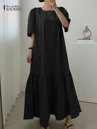 Dresses ZANZEA Elegant Work OL Vestidos Women Short Sleeved Maxi Dresses Korean Fashion Holiday Sundress Oversized Summer Dress Kaftan