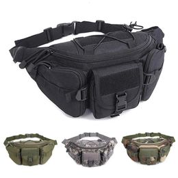 Outdoor Waist Bag Men's Tactical Waterproof Molle Camouflage Hunting Hiking Climbing Nylon Mobile Phone Belt Pack Combat Bags 231229
