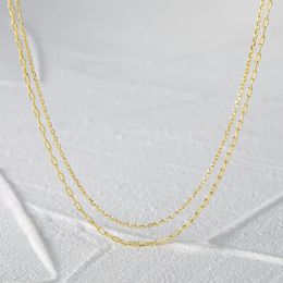 Pendants BOAKO Collana Argento S925 Sterling Silver Women's Choker Necklaces Double Layered Paper Clip Chain Stacked Necklace Jewelry