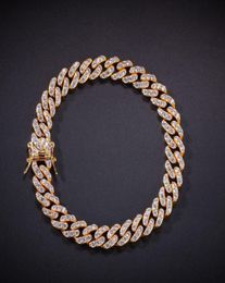8mm Men Zircon Link Bracelet Hip Hop Jewellery Gold Copper Material Iced Out Women039s Cz Chain Fashion For Gift1031044