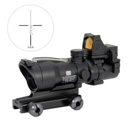 Trijicon ACOG 4X32 Fibre Source Scope Green Illuminated Real Fibre Optics Chevron Glass Etched Reticle with RMR Red Dot For Rifle Airsoft