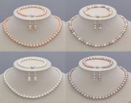 89mm Natural Akoya Cultured Pearl Necklace Bracelet Earrings Jewellery Set informati9785831