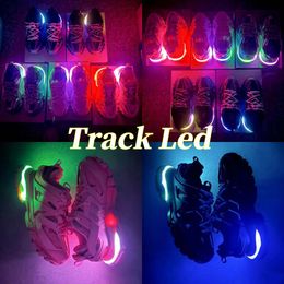 Alta Qualidade Mulheres Mens Designer Casual Sapato Track LED Sneaker Luz Cinza Azul Gomma Couro Preto Trainer Nylon Plataforma Impressa para Homens Luz 3 3.0 Treinadores Sapatos