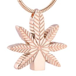 LKJ19992 Rose Gold Leaf Shape Cremation Pendant Women Gift Necklace Memorial Urn Ashes Holder Keepsake Jewellery273S