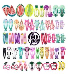 60pcs Hair Clips Decorative Cute Printing Bobby Pin Hair Barrette Hairpin Hair Accessories For Children Kids Baby Girls7034869