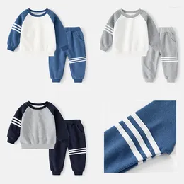 Clothing Sets Baby Boy Girl Clothes Set Spring Children Sweater Pullover Top And Pant Outfit Fashion Suit Kid Side Stripe Tracksuit