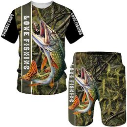 Skirts Novelty 3d Fish Printed Men Women Tees/shorts/suits Haruku Camo Fishing Hunting Camping Clothes Fashion Outdoor Sportswear Set