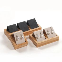 Boxes High Quality Bamboo Imitation Suede Fabric Jewellery Earring Display Stand Ear Stud Holder Rack Storage Case