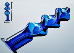 38mm blue screw pyrex glass anal dildo butt plug crystal fake penis artificial dick adult sex toy for women men gay masturbation Y5586625