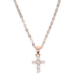 high quality gold filled 925 sterling silver pave tiny cute cross pendant chocker necklace designer necklace for women300q