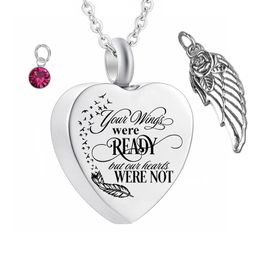Cremation Jewellery Angel Wings Pendant Memorial Ashes Urn Pendant Stainless Steel Name customization Cremation Ashes Urn Jewelry285n