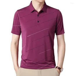 Men's Polos Brand Lapel Short Sleeve Polo Tee Shirt Men Casual Summer Striped Clothing Shirts Mens Fashion Slim Fit Poloshirt