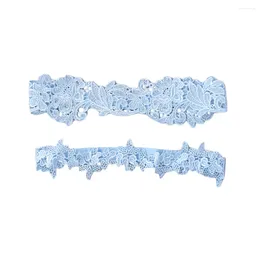 Hair Clips 1pc Western Wedding Bride Garter Belt Lace Flower Bridal Foot Decor Floral Ornaments (Blue)