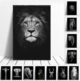 Canvas Painting Animal Wall Art Lion Elephant Deer Zebra Posters and Prints Wall Pictures for Living Room Decoration Home Decor4836967