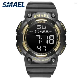 Wristwatches SMAEL Men's Sports Watch Gold With 50M Waterproof LED Back Light Clock Alarm Sport Bracelet 1539 Digital Watches