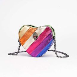 Kurt Geiger Women Eagle Heart Rainbow Bags PU Leather Chains Small Crossbody Handbag Luxury Designers UK Clutch Bags Diamond Mini