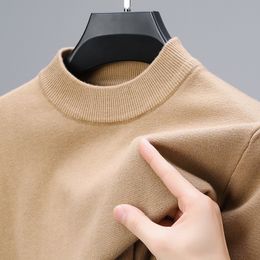 Mens Sweaters Half Turtleneck Knitwear Sweater AutumnWinter Mock Neck Sweatshirts Solid Colour Pullovers Man Brand Casual Clothing 231129