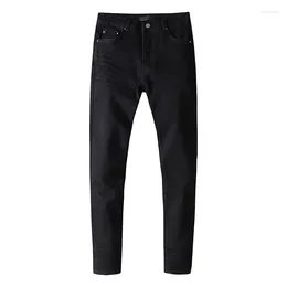 Men's Jeans Sale Black Distressed Demin Skinny Ripped Streetwear Damaged Rhinestones Painted Slim Fit Stretch Destroyed Pants