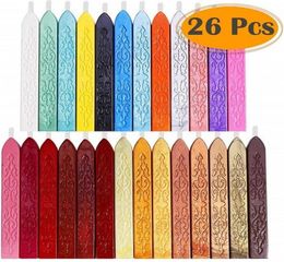 26Colors Antique Sealing Wax Sticks with Wicks for Postage Letter Retro Vintage Wax Seal Stamp MultiColor Diy Seal Wax3030404