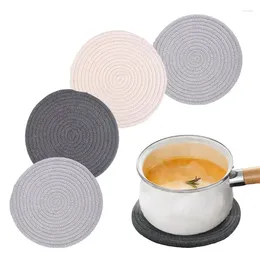 Table Mats Boho Style Decorative Placemats Dining Insulation Cotton Woven Round Placemat Pot Holder For Kitchen Coutertop Decor