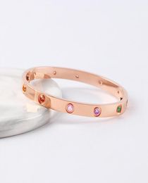 Luxury bracelets bangles for women men rose gold silver 10 cz Colourful diamond titanium steel screw designer fashion bracelets ban3920847