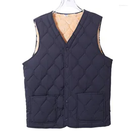 Gilet da uomo 2024 Giù Gilet di cotone Autunno Inverno Peluche addensato Abbigliamento da papà di mezza età e anziani Caldo morbido Top di alta qualità B64