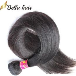 Wefts 830 Peruvian Human Hair Bundles Straight Human Virign Hair Weft Extensions Natural Color 1PC Retail Bella Hair