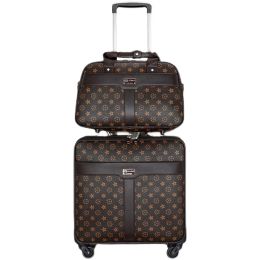 Suitcases 2023 High Quality 16" Inch Retro Women Luggage Travel Bag With Handbag Rolling Suitcase Set On Wheels