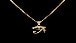 316L Stainless Steel Gold Colour Egyptian The Eye Of Horus Pendant Necklace Hip Hop Wedjat Eye Necklaces For Unisex Jewelry92861302028218