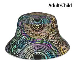 Berets Trippy Yin Yang Sun And Moon Mandala Bucket Hat Cap Night Day Colourful