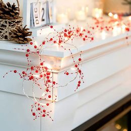 1pc 1.5M/4.92Ft LED Pearl String Lights Easter Halloween Room Bedroom Decorative Lights String Red Beads Holiday Lights