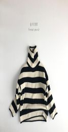 Toddler Kid Baby Boys Girls Winter Clothes Turtleneck Striped Sweater Long Sleeve Pullover Knit Top Thick Fashion Knitwear1904922