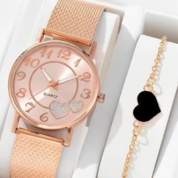 Wristwatches Women Watches Luxury Fashion Steel Watch For Ladies Elegant Heart Bracelet Waterproof Quartz Wristwatch Top Clock Lover