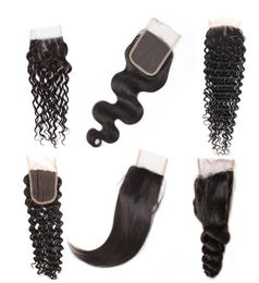 Ishow Mink Brazilian Human Hair 44 Swiss Lace Closure Loose Deep Curly Peruvian Body Wave Straight Part Middle Three8357947