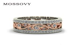 Zircon Rose Gold Flower Engagement Ring for Female Fashion Jewellery Rhinestone Wedding Rings for Women Bague Femme Anil5504312