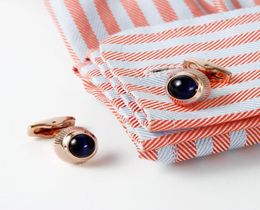 2021 Frensh cuff Jewelry Rose gold color studs with blue crystals Shirt Sleeve Nails Cufflinks For gentlemen Gift XK19S1388937944